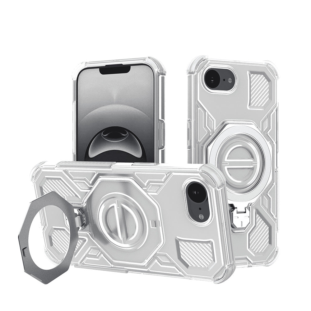 Funda para Apple iPhone 17e / 16e, Techsuit, Carbon Shield Pro, Blanca