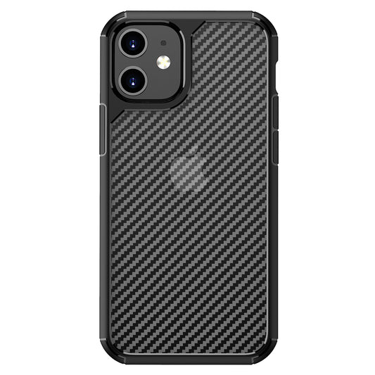 Funda para Apple iPhone 12 / 12 Pro, Techsuit, CarbonFuse, Negra