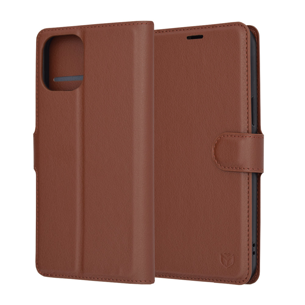 Funda para Apple iPhone 12 Pro Max, Techsuit, Leather Folio, Marrón
