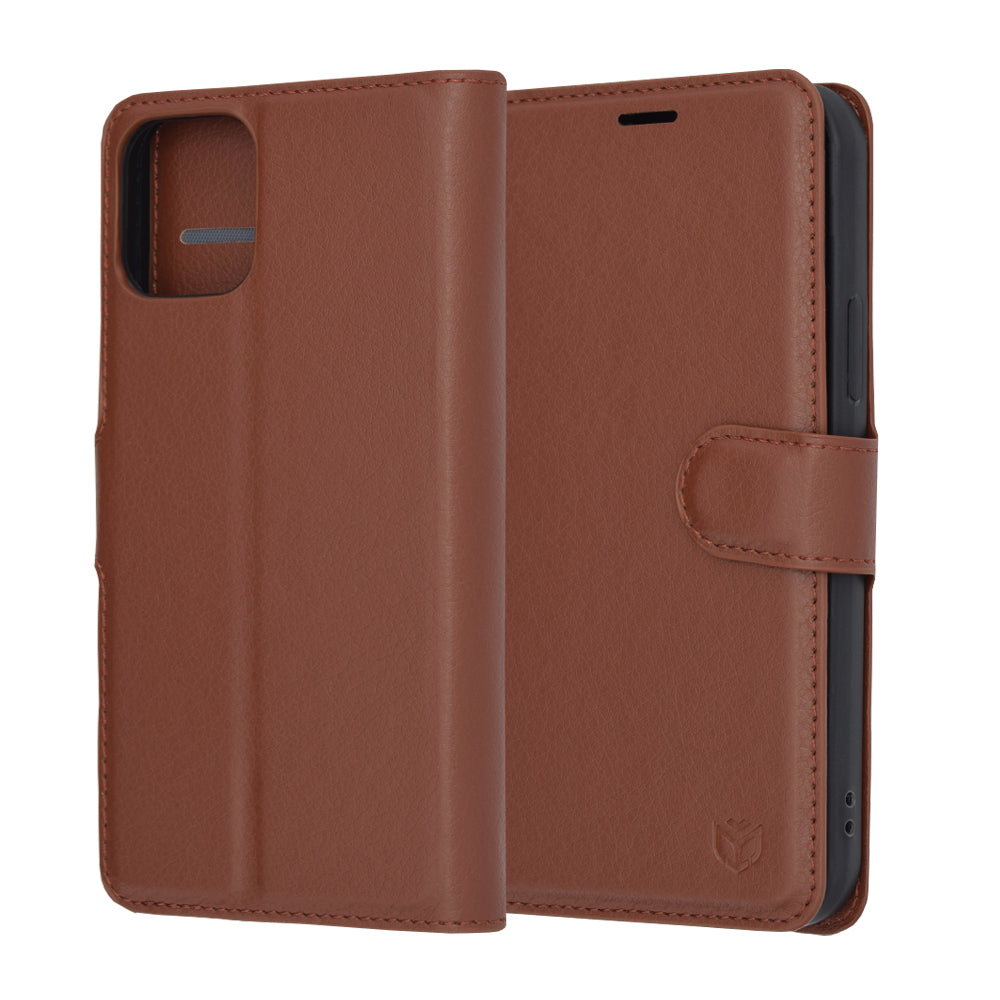 Funda para Apple iPhone 12 Pro, Techsuit, Leather Folio, Marrón
