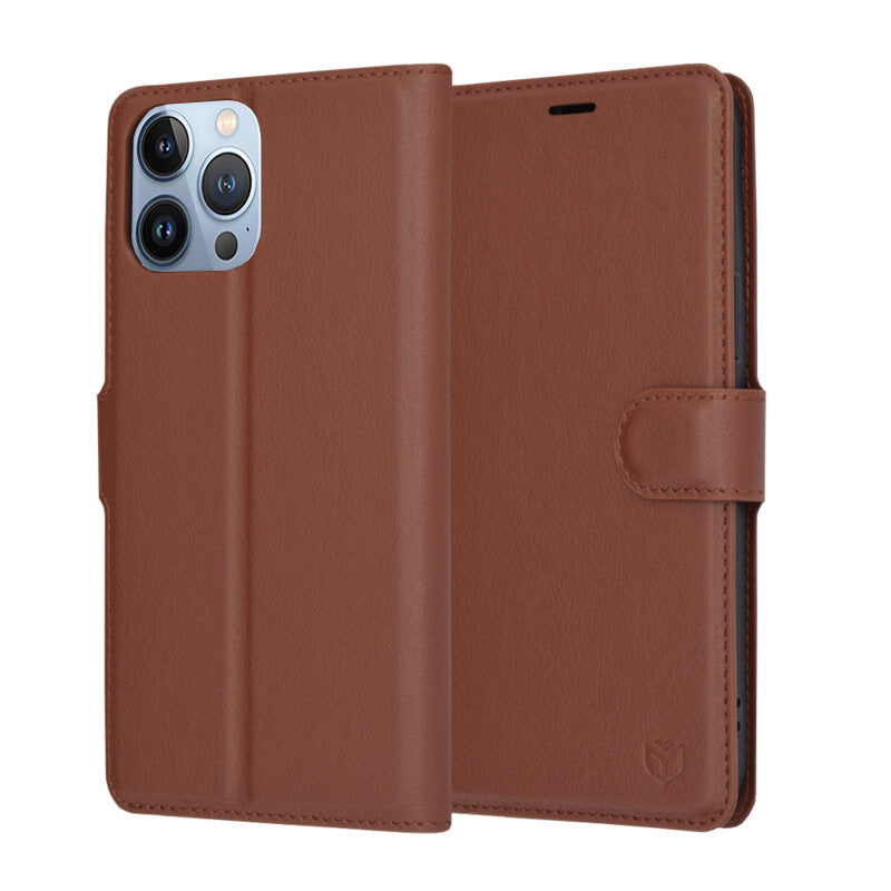 Funda para Apple iPhone 13 Pro Max, Techsuit, Leather Folio, Marrón