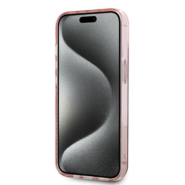 Funda para Apple iPhone 14, Karl Lagerfeld, IML Luxury Monogram Choupette's Head, Rosa