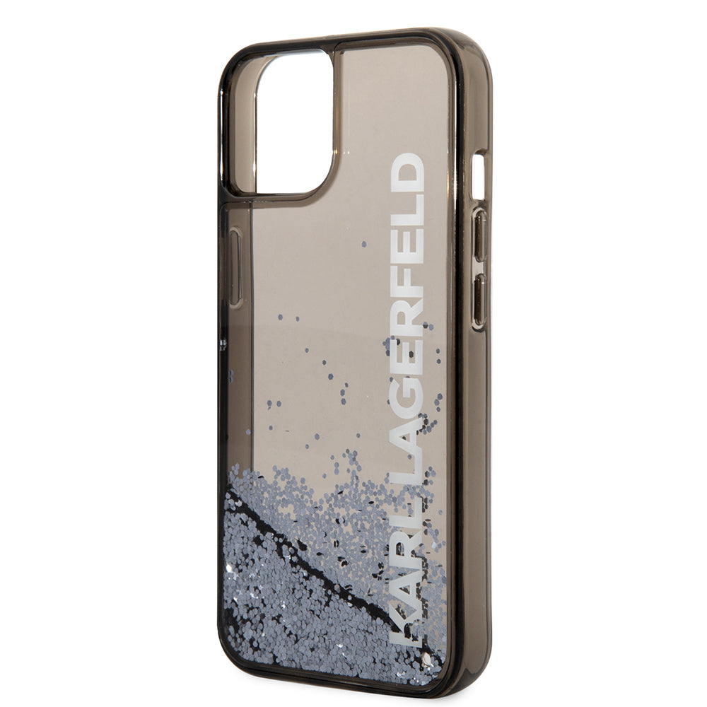 Funda para Apple iPhone 14, Karl Lagerfeld, Liquid Glitter KL Logo, Negra