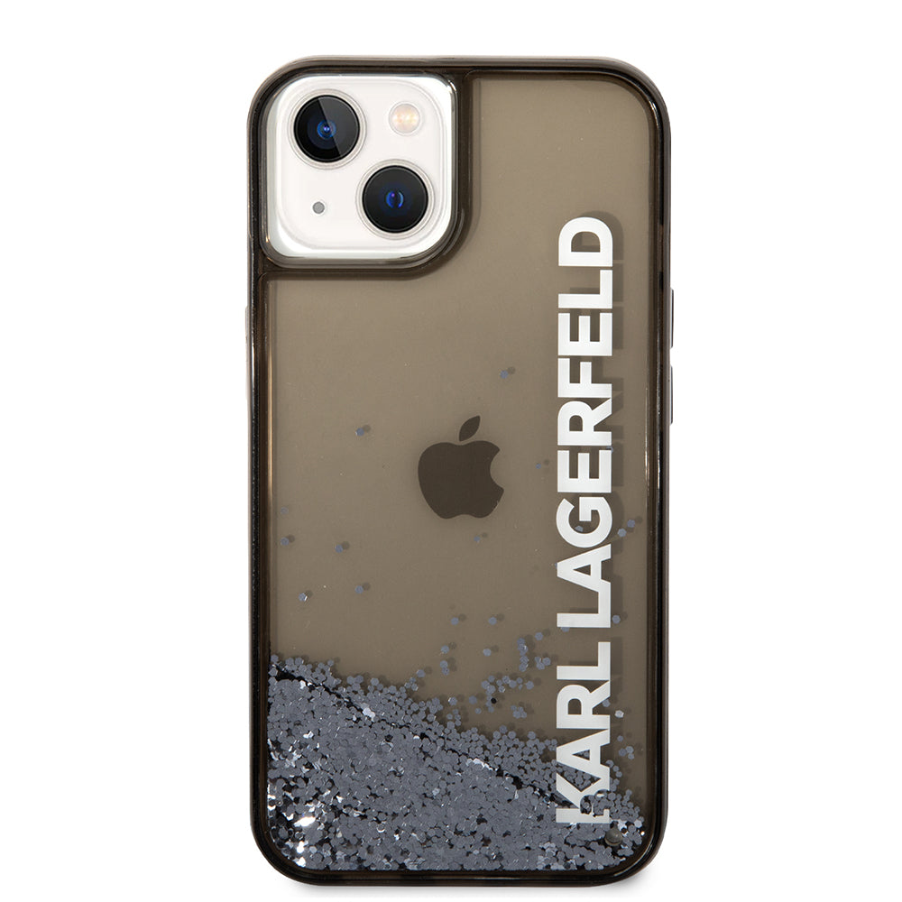 Funda para Apple iPhone 14, Karl Lagerfeld, Liquid Glitter KL Logo, Negra