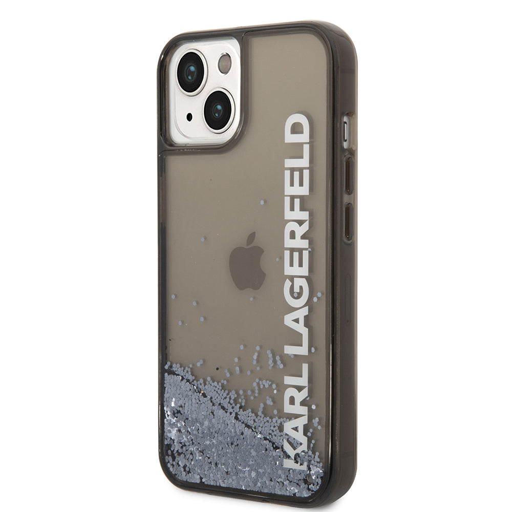 Funda para Apple iPhone 14, Karl Lagerfeld, Liquid Glitter KL Logo, Negra