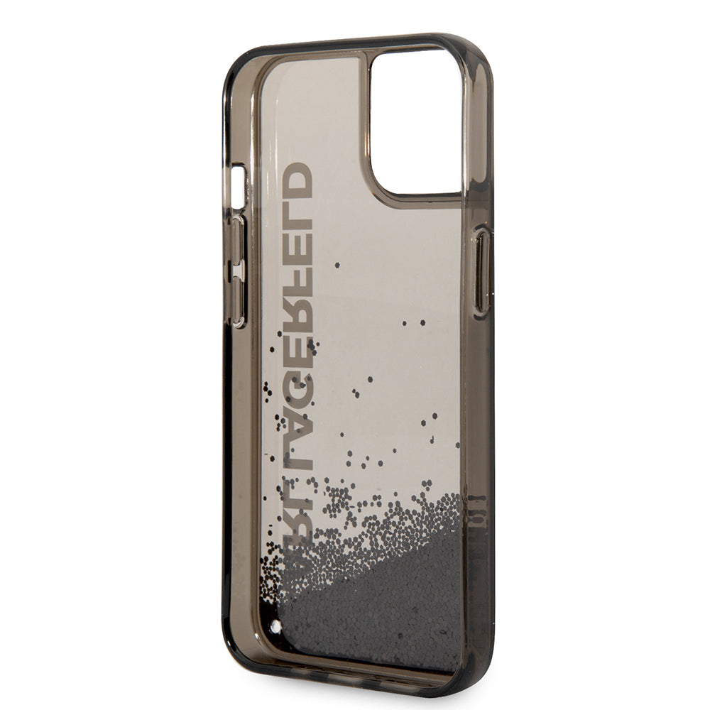 Funda para Apple iPhone 14, Karl Lagerfeld, Liquid Glitter KL Logo, Negra