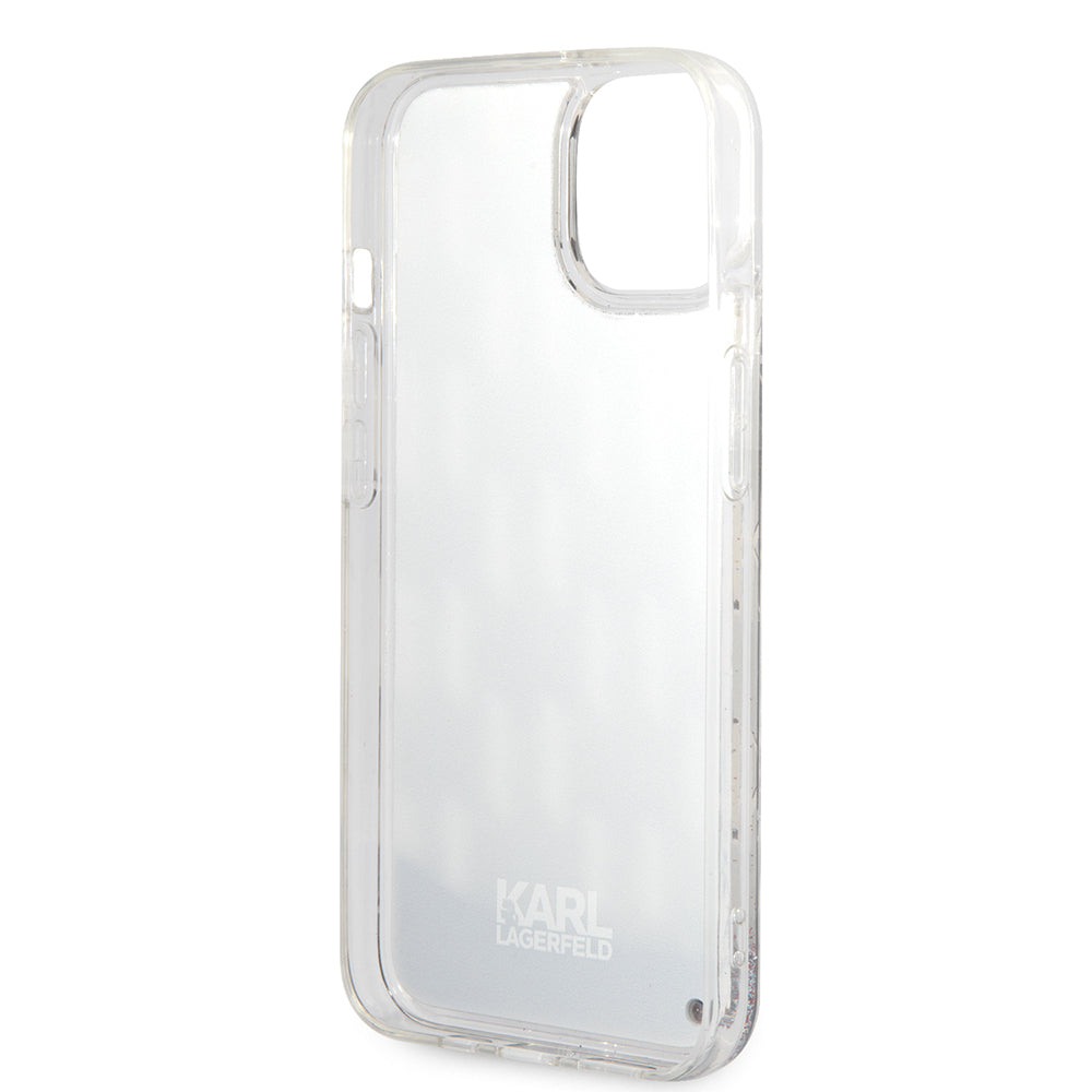 Funda para Apple iPhone 14, Karl Lagerfeld, Liquid Glitter Monogram, Negra.