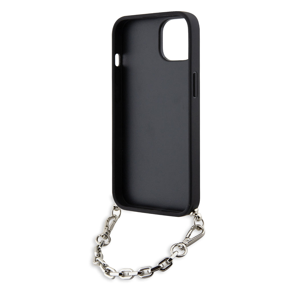 Funda para Apple iPhone 14, Karl Lagerfeld, Saffiano Monogram Chain, Negra