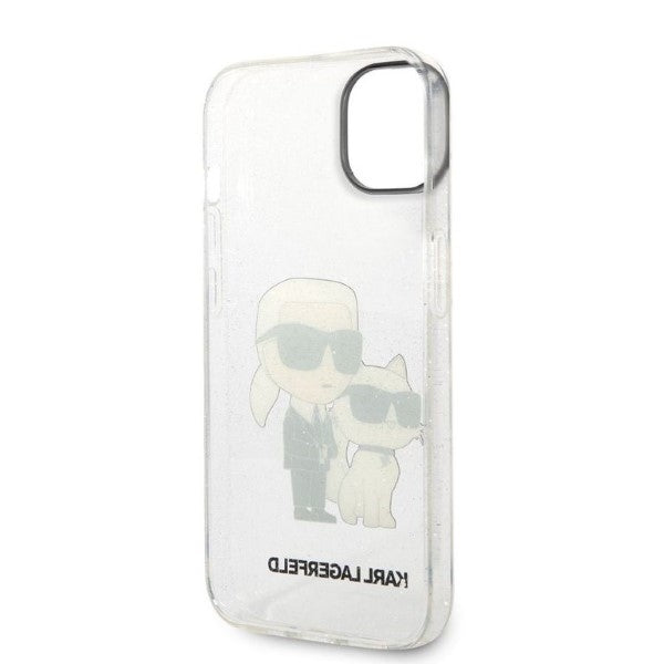 Funda para Apple iPhone 14 Plus, Karl Lagerfeld, Glitter Karl & Choupette, Transparente