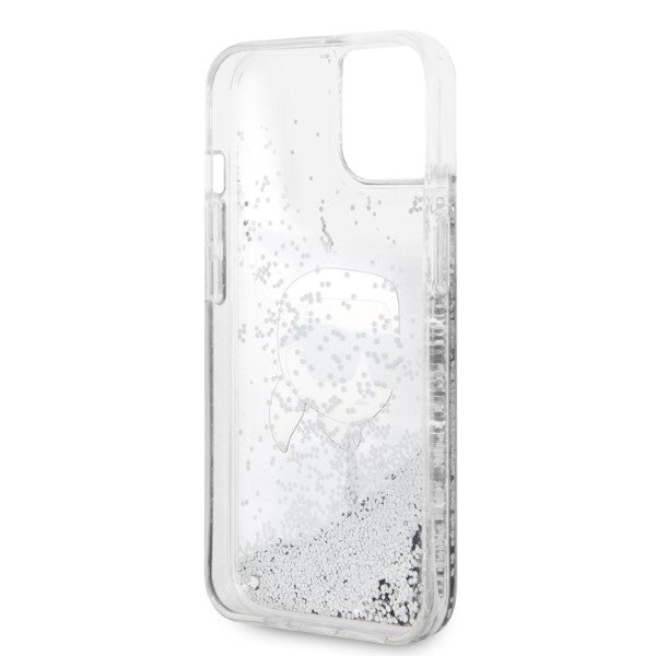 Funda para Apple iPhone 14 Plus, Karl Lagerfeld, Glitter Karl's Head, Plateada