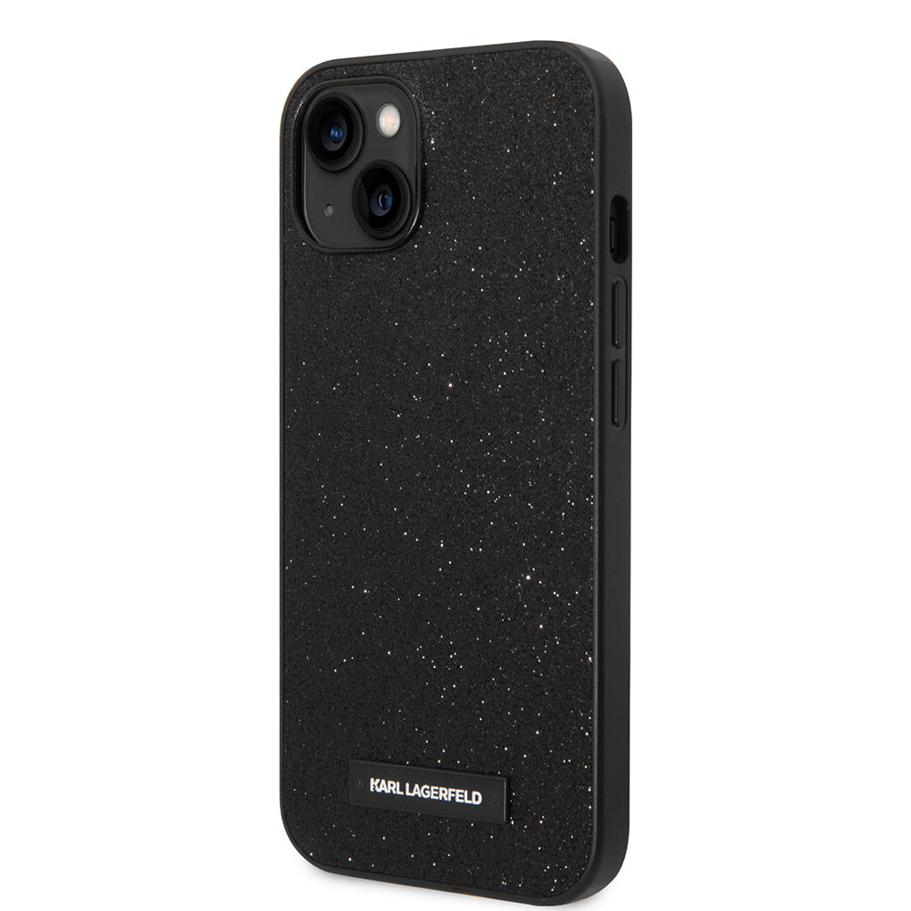 Funda para Apple iPhone 14 Plus, Karl Lagerfeld, Glitter Plaque Logo, Negra