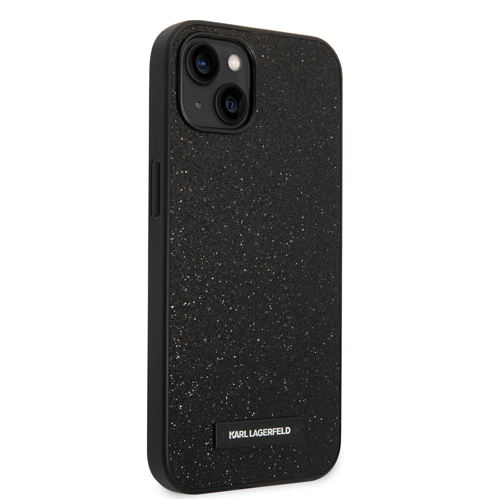 Funda para Apple iPhone 14 Plus, Karl Lagerfeld, Glitter Plaque Logo, Negra