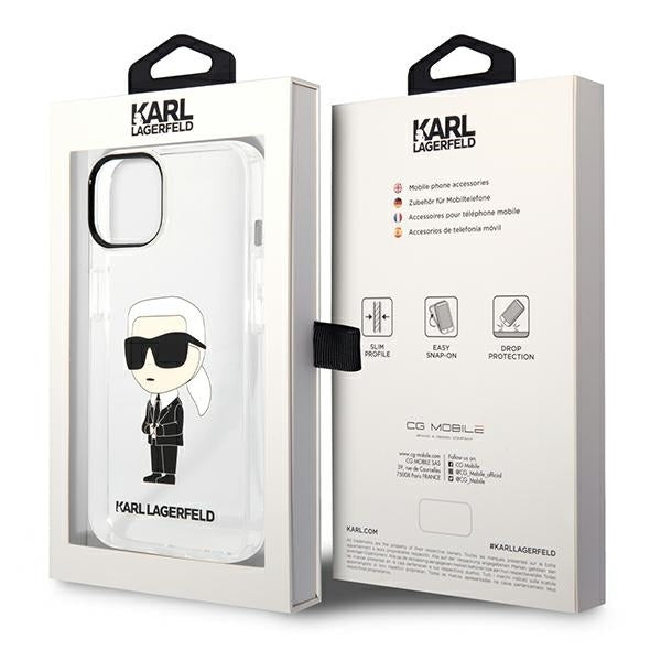 Funda para Apple iPhone 14 Plus, Karl Lagerfeld, Ikonik Karl, Transparente