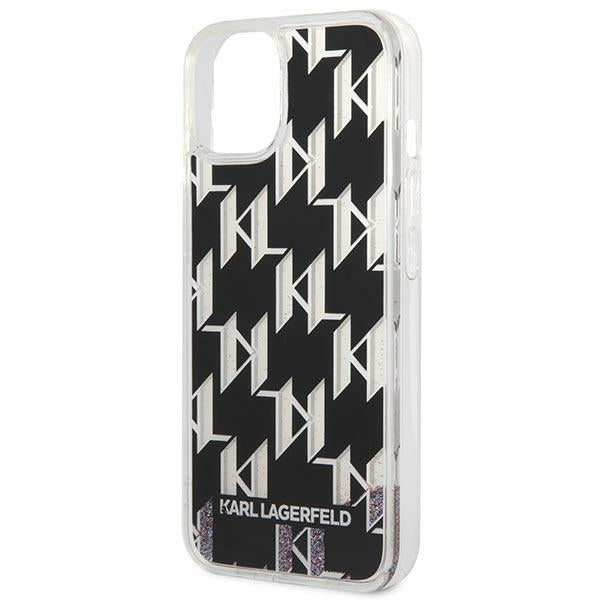 Funda para Apple iPhone 14 Plus, Karl Lagerfeld, Liquid Glitter Monogram, Negra
