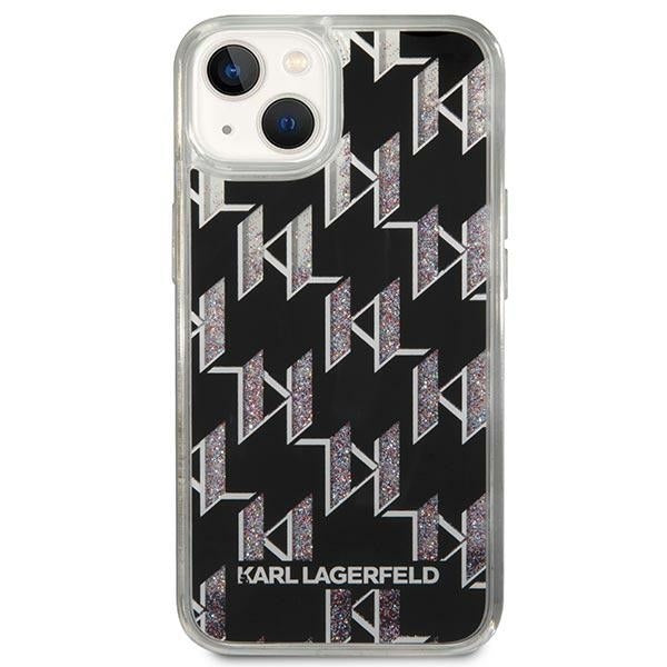 Funda para Apple iPhone 14 Plus, Karl Lagerfeld, Liquid Glitter Monogram, Negra