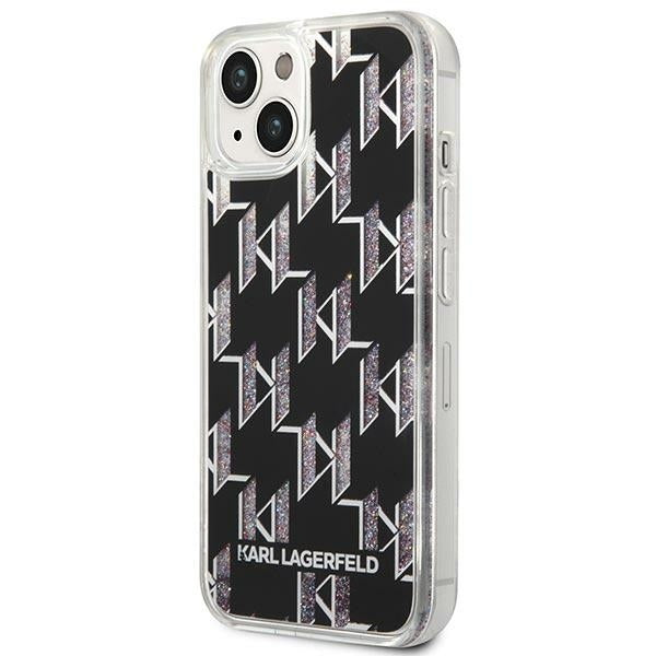Funda para Apple iPhone 14 Plus, Karl Lagerfeld, Liquid Glitter Monogram, Negra