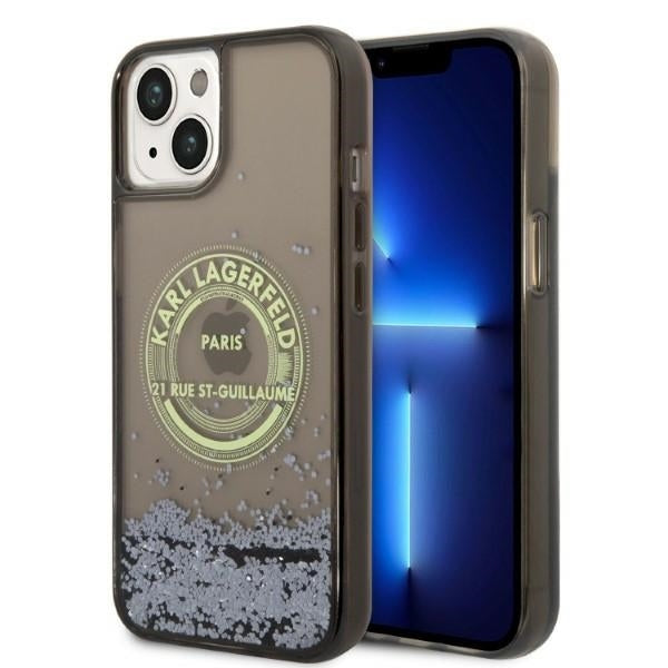 Funda para Apple iPhone 14 Plus, Karl Lagerfeld, Liquid Glitter RSG, Negra
