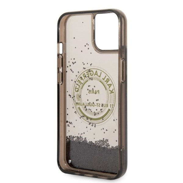 Funda para Apple iPhone 14 Plus, Karl Lagerfeld, Liquid Glitter RSG, Negra