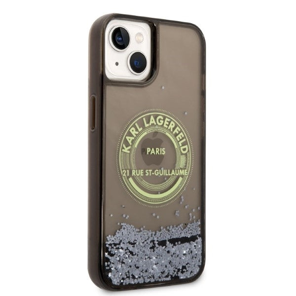 Funda para Apple iPhone 14 Plus, Karl Lagerfeld, Liquid Glitter RSG, Negra