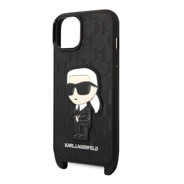 Funda para Apple iPhone 14 Plus, Karl Lagerfeld, Monogram Ikonik Karl, Blanca
