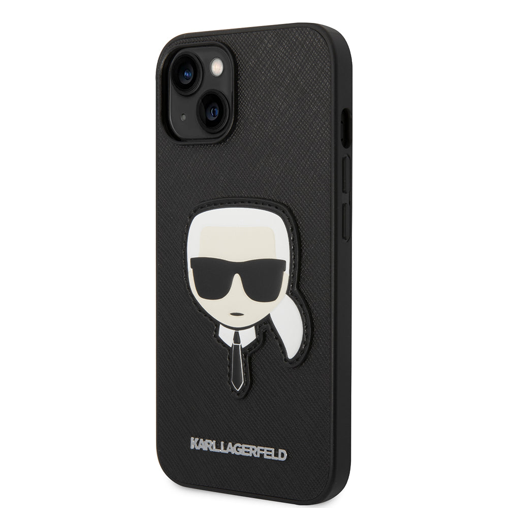 Funda para Apple iPhone 14 Plus, Karl Lagerfeld, Saffiano Karl's Head, Negra