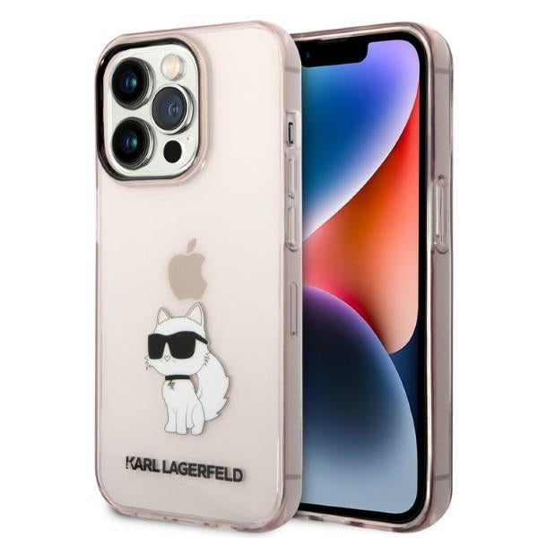 Funda para Apple iPhone 14 Pro, Karl Lagerfeld, Ikonik Choupette, Rosa