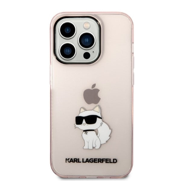 Funda para Apple iPhone 14 Pro, Karl Lagerfeld, Ikonik Choupette, Rosa