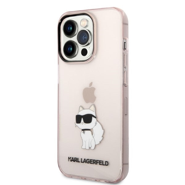 Funda para Apple iPhone 14 Pro, Karl Lagerfeld, Ikonik Choupette, Rosa