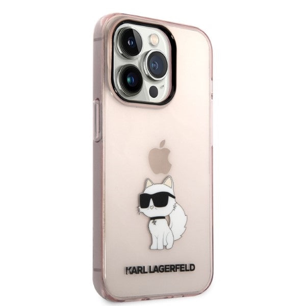 Funda para Apple iPhone 14 Pro, Karl Lagerfeld, Ikonik Choupette, Rosa