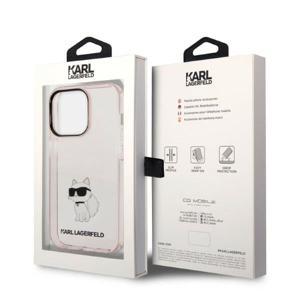 Funda para Apple iPhone 14 Pro, Karl Lagerfeld, Ikonik Choupette, Rosa