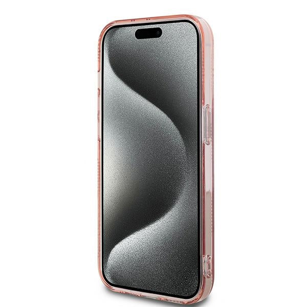 Funda para Apple iPhone 14 Pro, Karl Lagerfeld, IML Luxury Monogram Choupette's Head, Rosa
