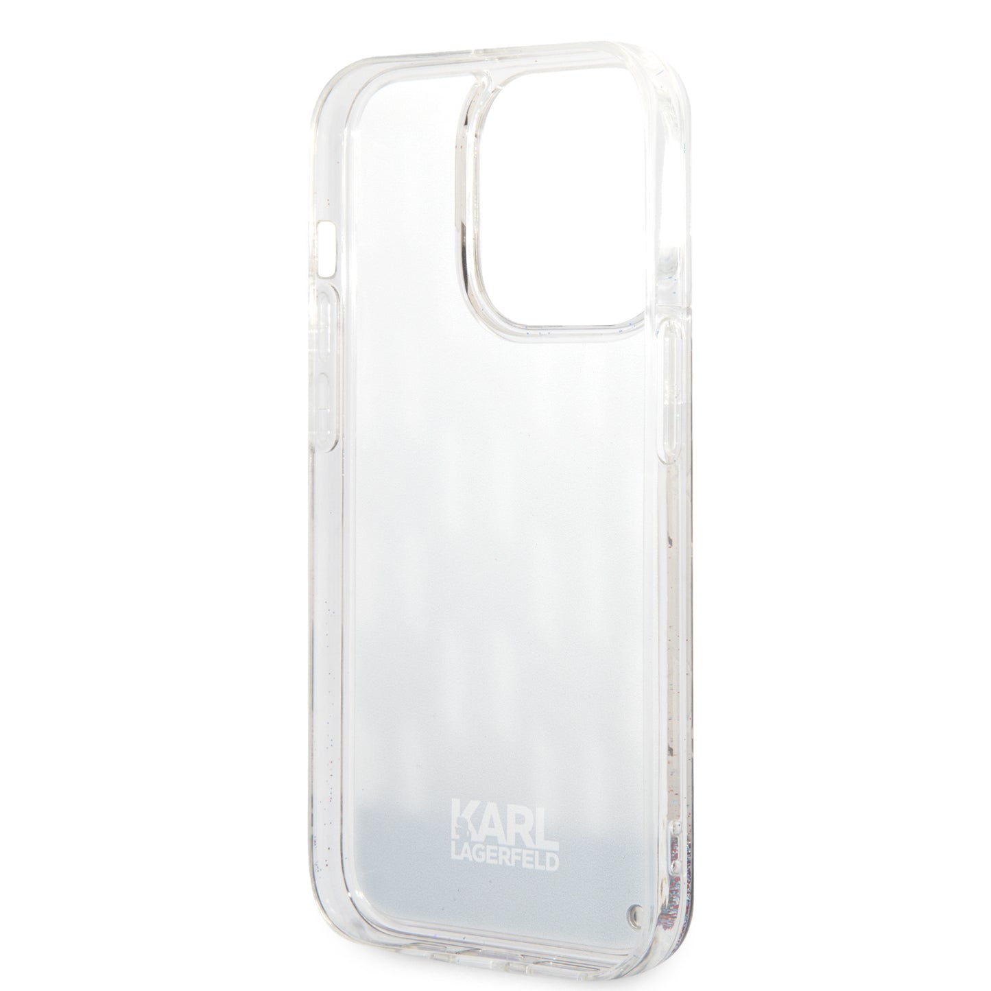 Funda para Apple iPhone 14 Pro, Karl Lagerfeld, Liquid Glitter Monogram, Plateada.