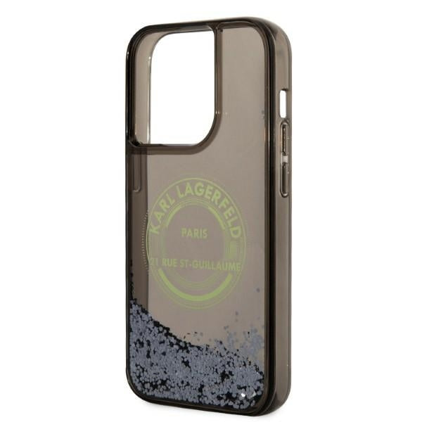 Funda para Apple iPhone 14 Pro, Karl Lagerfeld, Liquid Glitter RSG, Negra