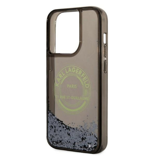 Funda para Apple iPhone 14 Pro, Karl Lagerfeld, Liquid Glitter RSG, Negra