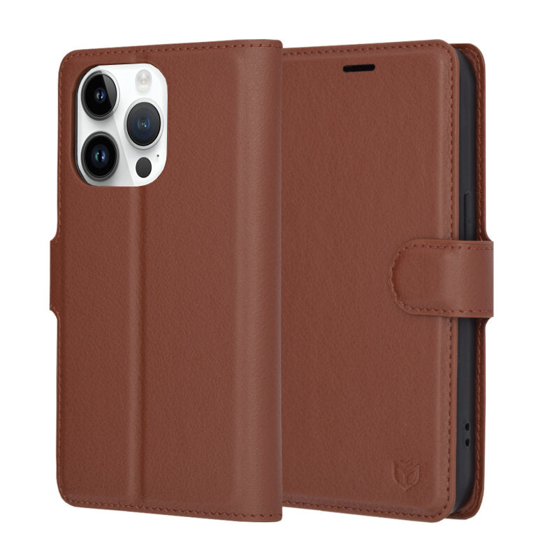 Funda para Apple iPhone 14 Pro, Techsuit, Leather Folio, Marrón