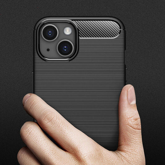 Funda para Apple iPhone 14, Techsuit, Carbono, Negra