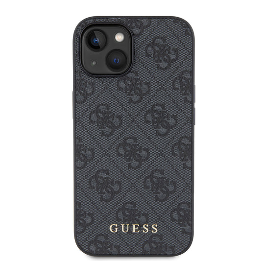 Funda para Apple iPhone 15, Guess, 4G Metal Gold Logo, Gris