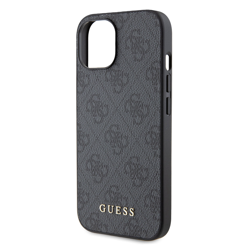 Funda para Apple iPhone 15, Guess, 4G Metal Gold Logo, Gris
