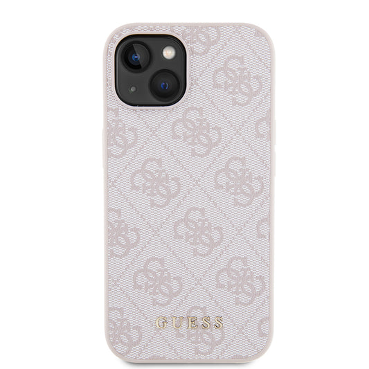 Funda para Apple iPhone 15, Guess, 4G Metal Gold Logo, Rosa