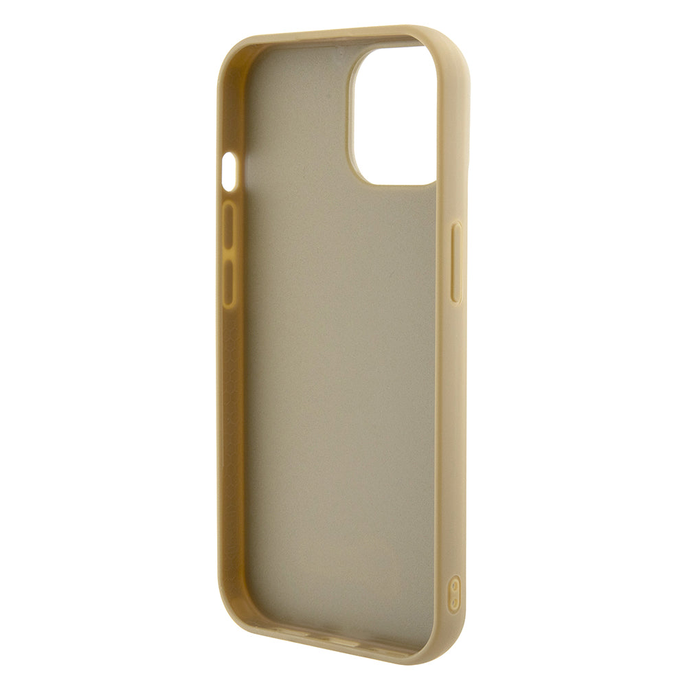 Funda para Apple iPhone 15, Guess, Disco Metal Script, Dorada