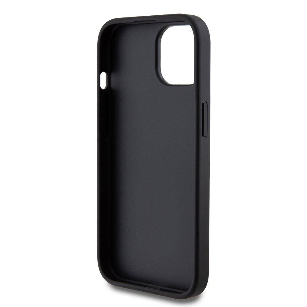 Funda para Apple iPhone 15, Guess, Glitter Big 4G Script, Negra