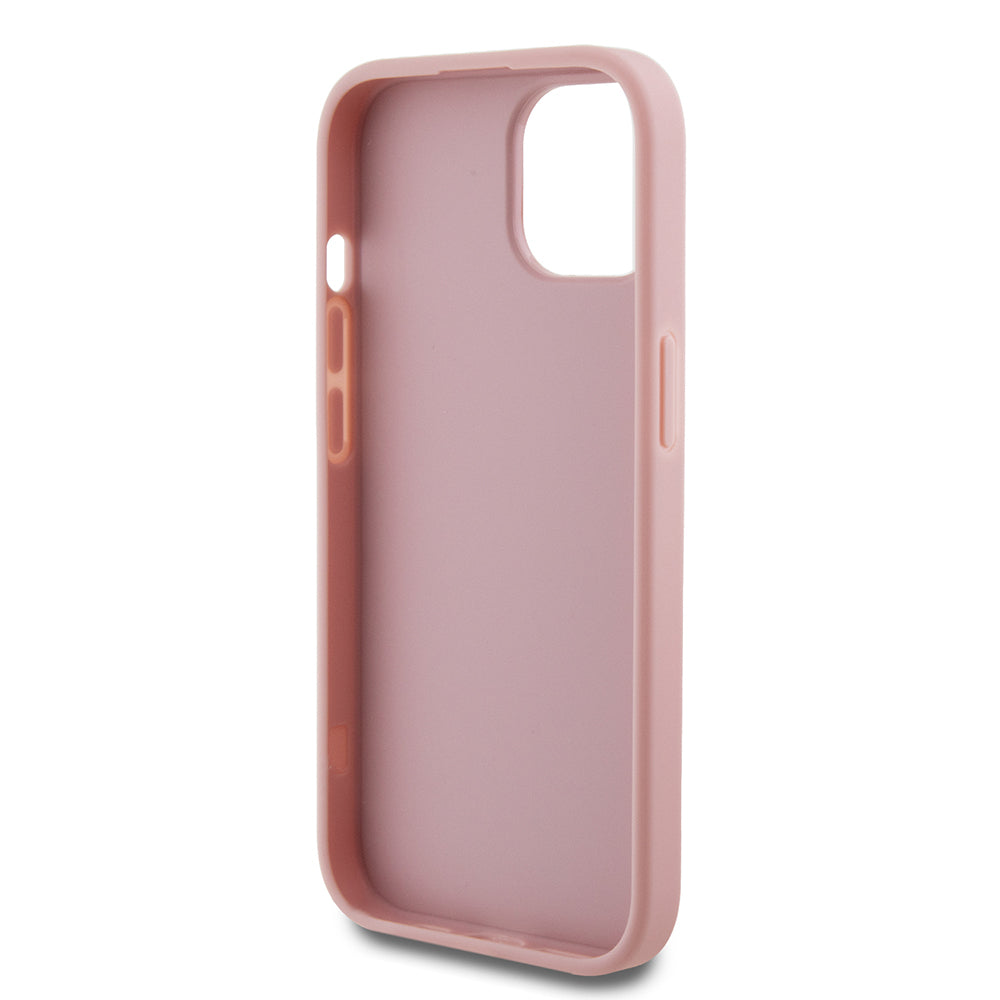 Funda para Apple iPhone 15, Guess, Glitter Big 4G Script, Rosa