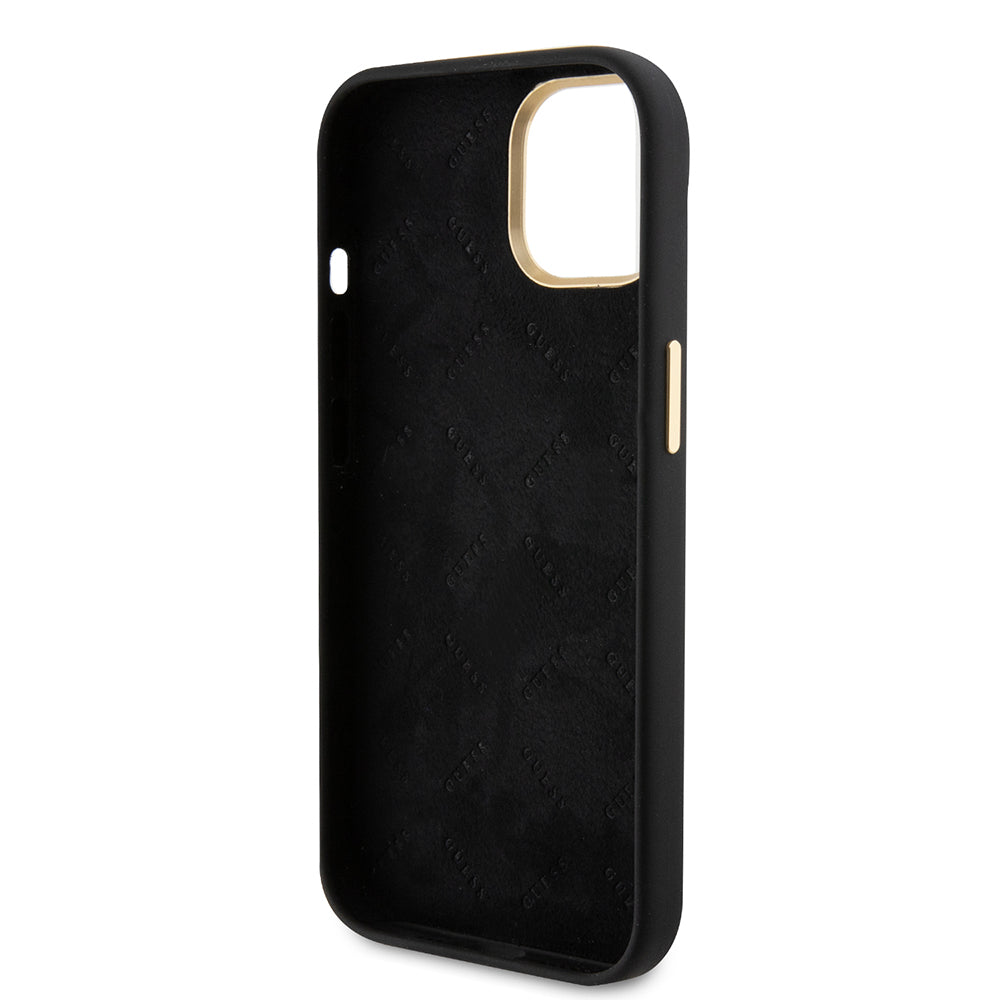 Funda para Apple iPhone 15, Guess, Script Metal Logo & Frame, Negra