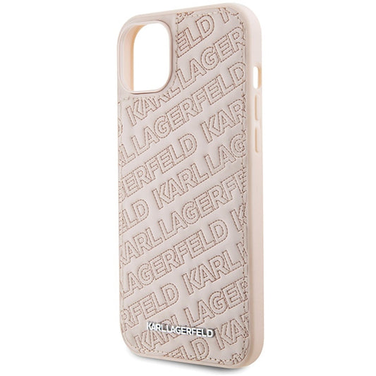 Funda para Apple iPhone 15, Karl Lagerfeld, Patrón Acolchado Diagonal K, Rosa