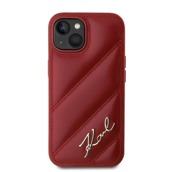Funda para Apple iPhone 15, Karl Lagerfeld, Diagonal Quilted Script, Rosie
