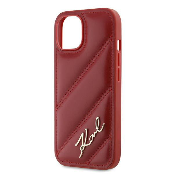 Funda para Apple iPhone 15, Karl Lagerfeld, Diagonal Quilted Script, Rosie