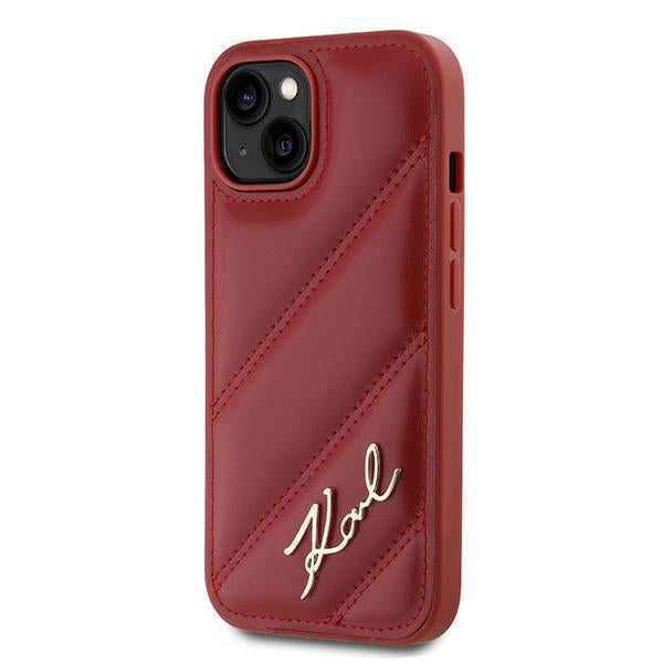 Funda para Apple iPhone 15, Karl Lagerfeld, Diagonal Quilted Script, Rosie