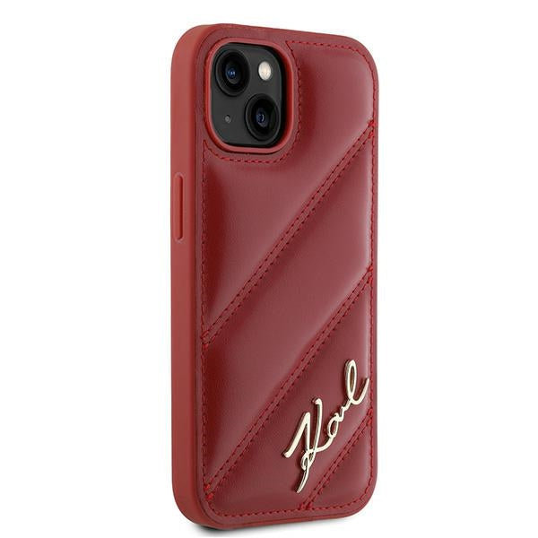 Funda para Apple iPhone 15, Karl Lagerfeld, Diagonal Quilted Script, Rosie