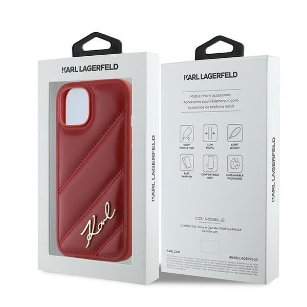 Funda para Apple iPhone 15, Karl Lagerfeld, Diagonal Quilted Script, Rosie