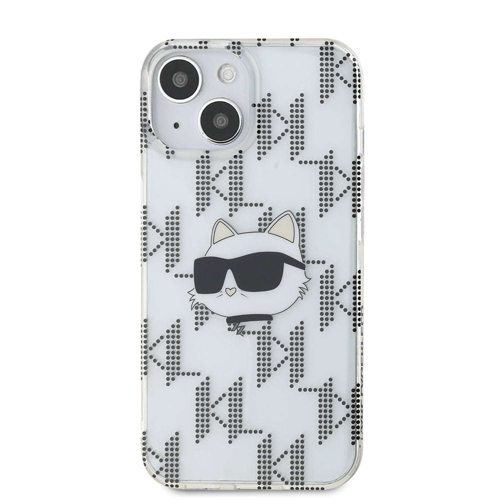 Funda para Apple iPhone 15, Karl Lagerfeld, IML Electroplated Choupette Head, Transparente